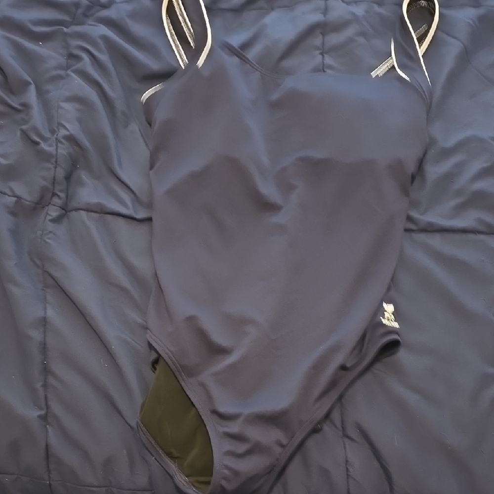 Stylish Blue Swimsuit with Blue &White Straps